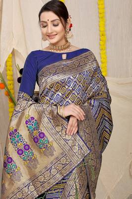 Blue Woven Art Silk Saree With Blouse 3