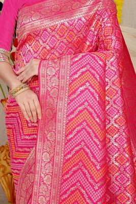 Pink Woven Art Silk Saree With Blouse 4