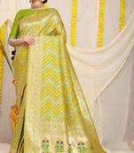 Green Woven Art Silk Saree With Blouse