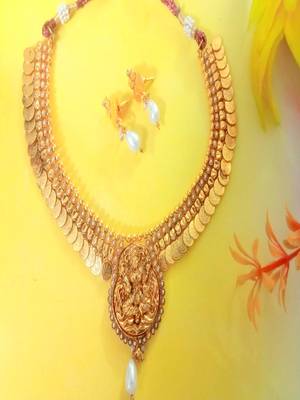 Gold Plated Designer Traditional Gold Necklace Set 1