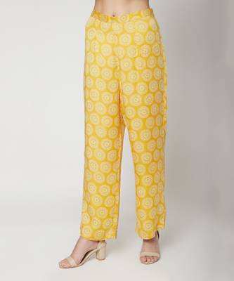  Yellow Printed kurta set with palazzo and dupatta 4