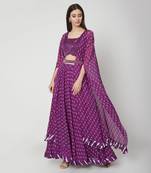 Purple Skirt style with handwork blouse and cape set with belt