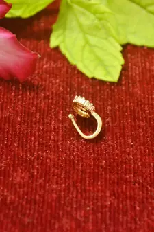 Gold Floral Designer Gold Plated diamond nose CLIPON nosering or nosepin