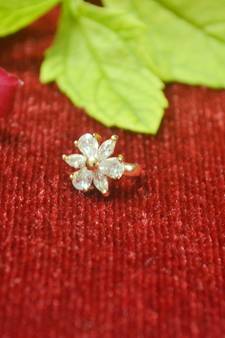 Sizzling gold floral diamond nose accessory clipon nosering or nosepin