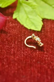 Sizzling gold floral diamond nose accessory clipon nosering or nosepin