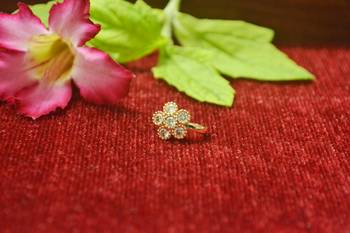 Shimmering gold floral diamond nose accessory clipon nosering or nosepin 1