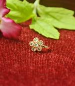 Shimmering gold floral diamond nose accessory clipon nosering or nosepin