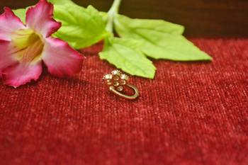Shimmering gold floral diamond nose accessory clipon nosering or nosepin 2