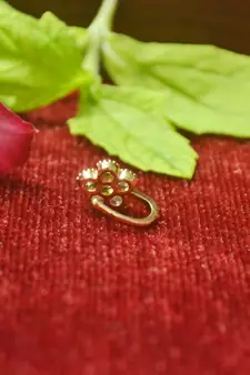 Shimmering gold floral diamond nose accessory clipon nosering or nosepin