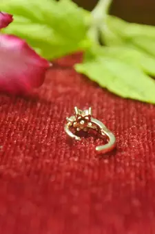  Charming gold floral diamond nose accessory clipon nosering or nosepin