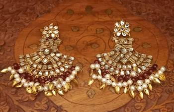 Copper Base Very Light Weight Handmade Kundan Gold Plated Earring Maangtika Combo Set Jewellery 4