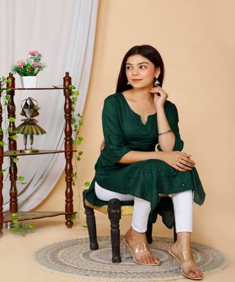 Green embroidered rayon kurtas-and-kurtis 5