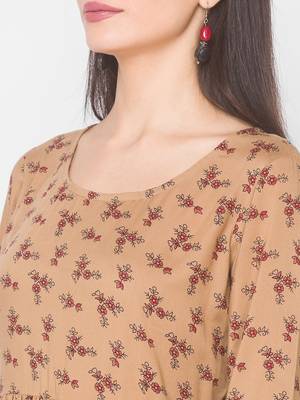 Brown printed viscose kurtas-and-kurtis 5