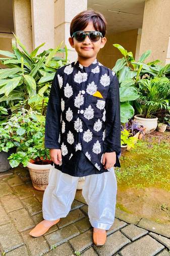 White Thread Embroidered Jacket with Kurta and Patiala