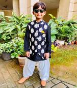 White Thread Embroidered Jacket with Kurta and Patiala