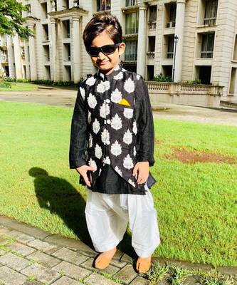 White Thread Embroidered Jacket with Kurta and Patiala 2