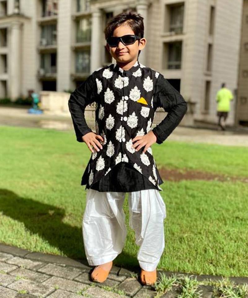 White Thread Embroidered Jacket with Kurta and Patiala