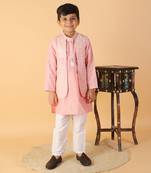 Pattern Cut Bandi with Kurta and Pyjama