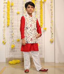Embroidered Cotton Jacket with Kurta and Pajama