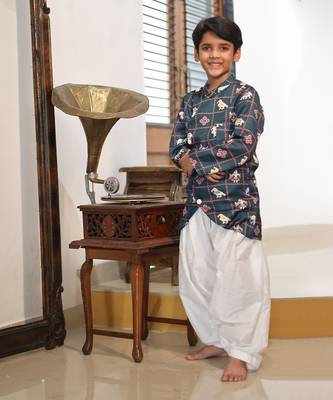 Elephant Print Kurta with Patiala Salwar 1