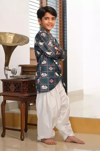 Elephant Print Kurta with Patiala Salwar