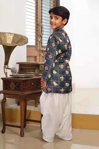 Elephant Print Kurta with Patiala Salwar