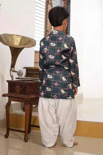 Elephant Print Kurta with Patiala Salwar