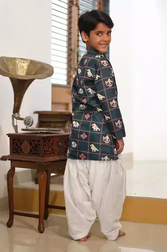Elephant Print Kurta with Patiala Salwar