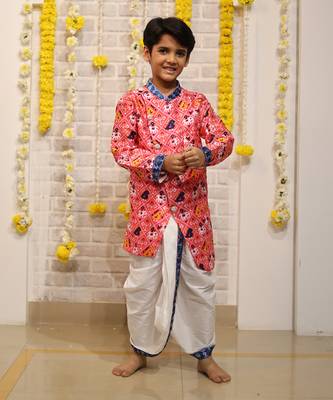 Patola print kurta with off white dhoti 2
