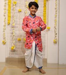 Patola print kurta with off white dhoti