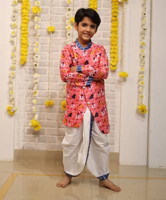 Patola print kurta with off white dhoti 1