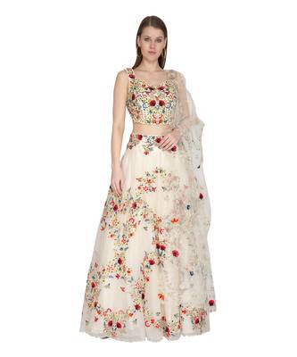 Ivory Organza Lehenga Set  1