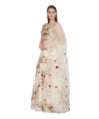 Ivory Organza Lehenga Set  2