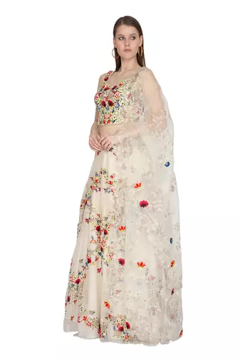 Ivory Organza Lehenga Set 
