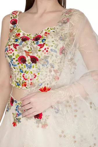Ivory Organza Lehenga Set 