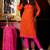 Orange plain Jute Silk unstitched churidar  dress-materials