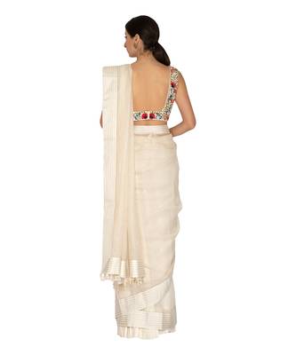 Ivory Chanderi Saree 2