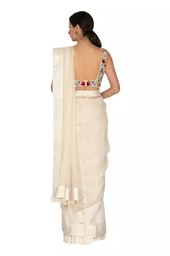 Ivory Chanderi Saree