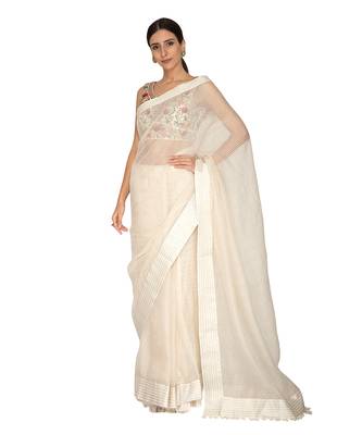 Ivory Chanderi Saree 3