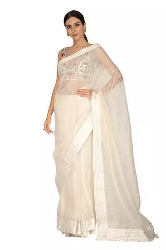 Ivory Chanderi Saree