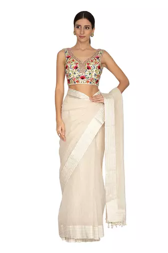 Ivory Chanderi Saree