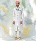 Ivory Micro-Quilted Silk Sherwani