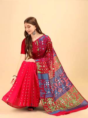 Pink Woven Cotton Silk Saree Without Blouse 3