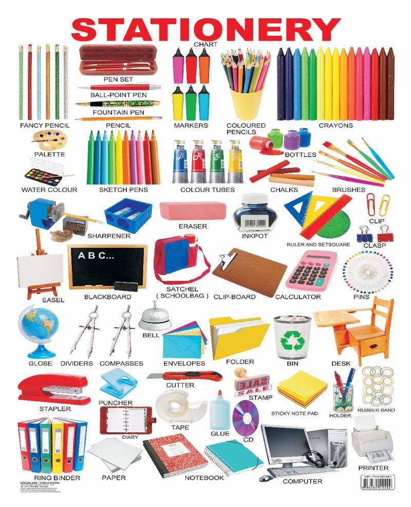 Stationery Reference Educational Wall Chart by Dreamland Publications 9788184510492