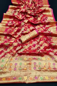 Wine woven organza saree with blouse