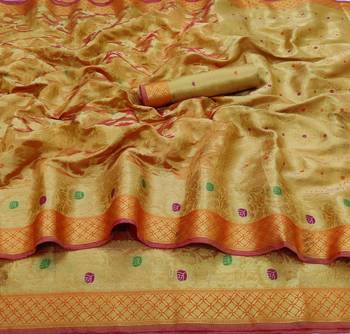 Orange Woven Organza Saree With Blouse 2