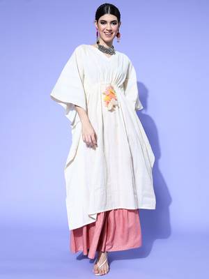 Indo Era Off White Embroidered Kaftan Kurta 1