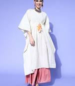 Indo Era Off White Embroidered Kaftan Kurta