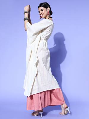 Indo Era Off White Embroidered Kaftan Kurta 2