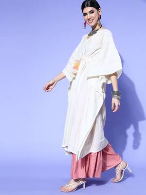 Indo Era Off White Embroidered Kaftan Kurta 3